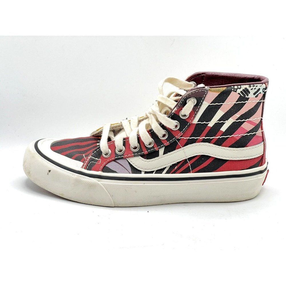 Vans Off The Wall Sk8 Hi Unisex Red Yellow Striped Shoes Sneakers Size 6 500714 - Picture 5 of 13